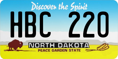 ND license plate HBC220