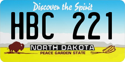 ND license plate HBC221