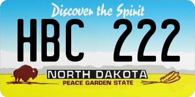 ND license plate HBC222