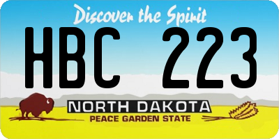 ND license plate HBC223