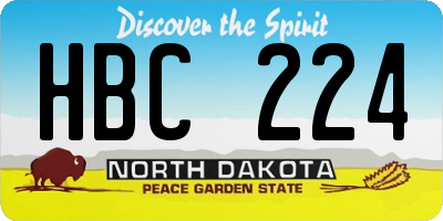 ND license plate HBC224