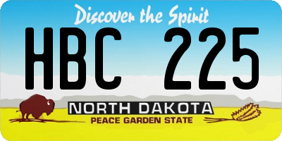 ND license plate HBC225