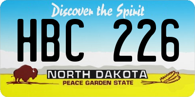 ND license plate HBC226