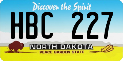 ND license plate HBC227