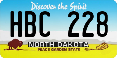 ND license plate HBC228