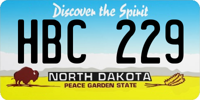 ND license plate HBC229