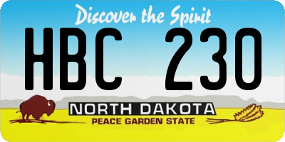 ND license plate HBC230