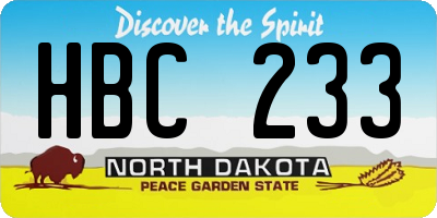 ND license plate HBC233