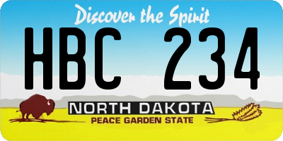 ND license plate HBC234