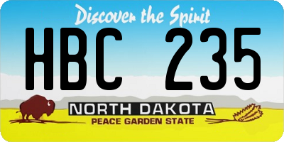 ND license plate HBC235