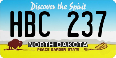 ND license plate HBC237