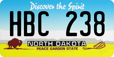 ND license plate HBC238