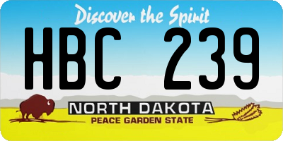 ND license plate HBC239