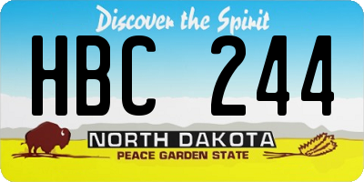 ND license plate HBC244