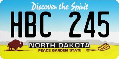 ND license plate HBC245