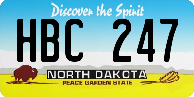 ND license plate HBC247
