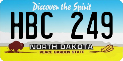 ND license plate HBC249