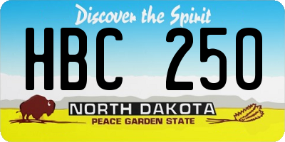 ND license plate HBC250