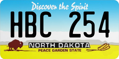 ND license plate HBC254