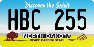 ND license plate HBC255