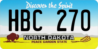 ND license plate HBC270