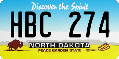 ND license plate HBC274