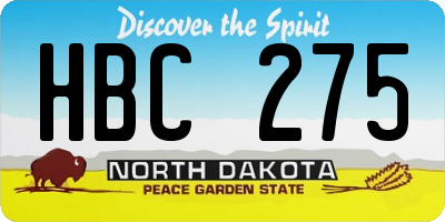 ND license plate HBC275