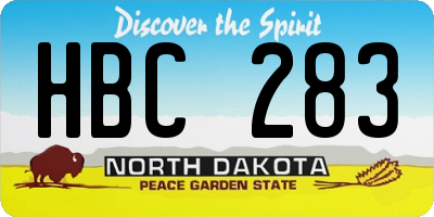 ND license plate HBC283