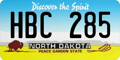 ND license plate HBC285