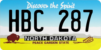 ND license plate HBC287