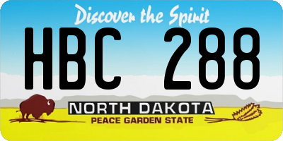 ND license plate HBC288