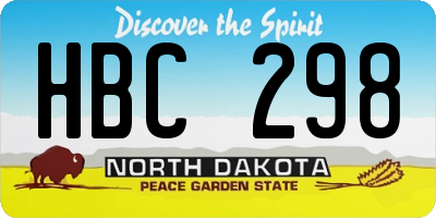 ND license plate HBC298