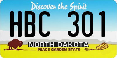 ND license plate HBC301