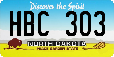 ND license plate HBC303