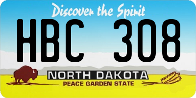 ND license plate HBC308