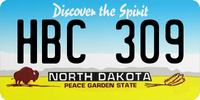 ND license plate HBC309