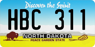 ND license plate HBC311