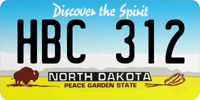 ND license plate HBC312