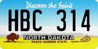 ND license plate HBC314
