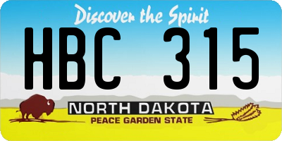 ND license plate HBC315