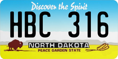 ND license plate HBC316