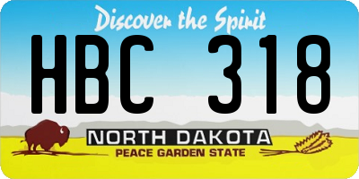 ND license plate HBC318