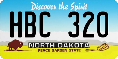 ND license plate HBC320