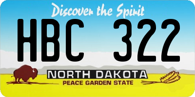 ND license plate HBC322