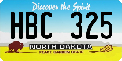 ND license plate HBC325