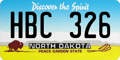 ND license plate HBC326