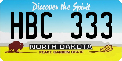 ND license plate HBC333