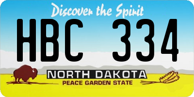 ND license plate HBC334