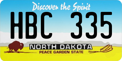 ND license plate HBC335