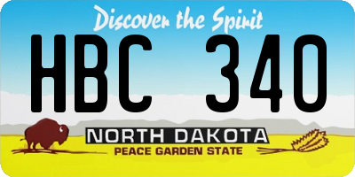 ND license plate HBC340